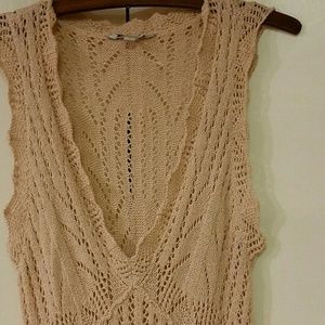 Guess Blush Pink Open Knit Dress Knee Length NWOT